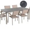 Conjunto De Jardín Mesa Con Tablero De Piedra Natural Pulida Negra 180 Cm, 6 Sillas De Tela Beige GROSSETO 1 Conjunto De Jardín Mesa Con Tablero De Piedra Natural Pulida Negra 180 Cm, 6 Sillas De Tela Beige GROSSETO -Beliani undef src sa picid 434001 type whitesh image