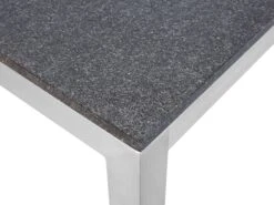 Mesa De Comedor De Metal/granito Gris Grafito/plateado 180 X 90 Cm GROSSETO -Beliani undef src sa picid 449991 type whitesh image