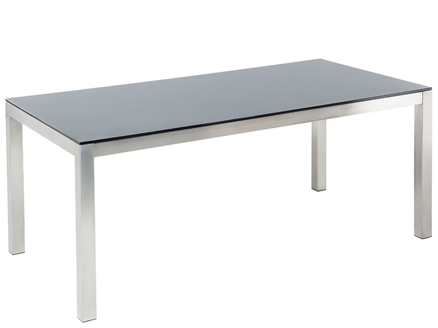 Mesa De Comedor De Metal/vidrio Templado Negro/plateado 180 X 90 Cm GROSSETO 3 Mesa De Comedor De Metal/vidrio Templado Negro/plateado 180 X 90 Cm GROSSETO