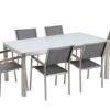 Conjunto De Jardín Mesa En Vidrio Blanco 180 Cm, 6 Sillas Grises GROSSETO 1 Conjunto De Jardín Mesa En Vidrio Blanco 180 Cm, 6 Sillas Grises GROSSETO -Beliani undef src sa picid 677183 type whitesh image