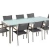 Conjunto De Jardín Mesa En Vidrio 220 Cm, 8 Sillas Grises GROSSETO 2 Conjunto De Jardín Mesa En Vidrio 220 Cm, 8 Sillas Grises GROSSETO -Beliani undef src sa picid 677352 type whitesh image