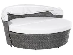 Cama De Exterior De Ratán Gris/blanco Crema SYLT LUX 14 Cama De Exterior De Ratán Gris/blanco Crema SYLT LUX -Beliani undef src sa picid 679664 type whitesh image