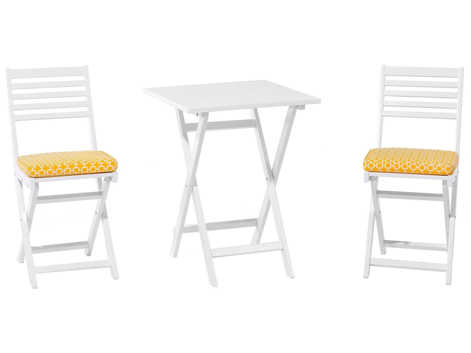 Conjunto De Balcón Blanco Con Cojines Amarillos FIJI 3 Conjunto De Balcón Blanco Con Cojines Amarillos FIJI