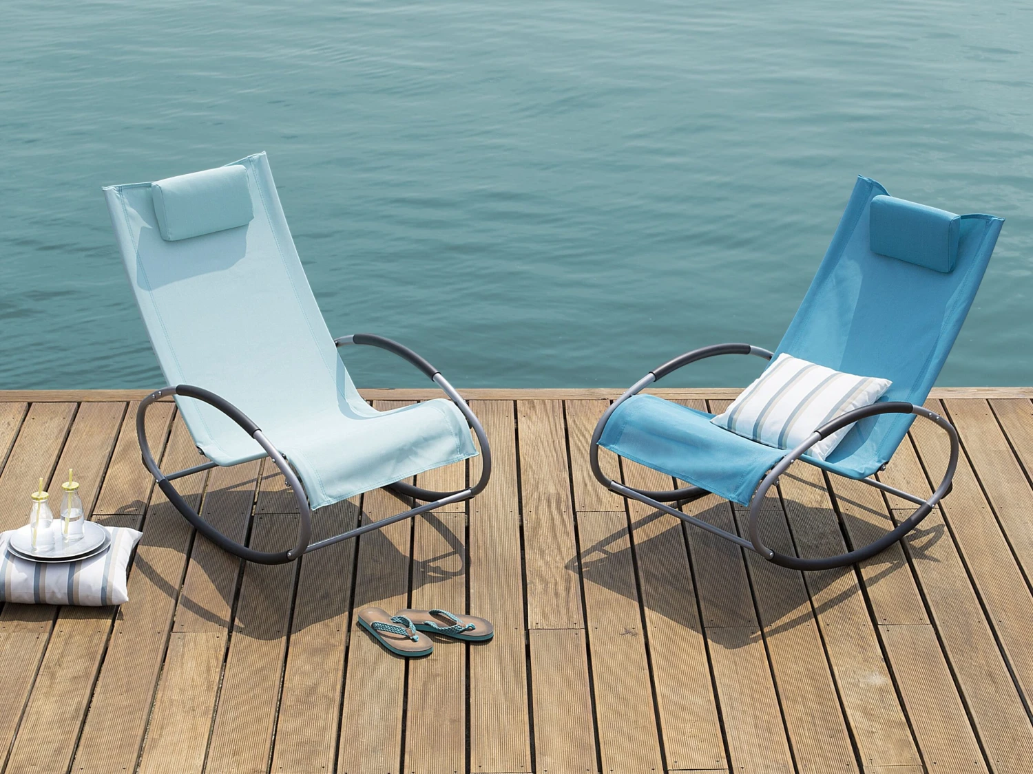 Silla De Jardín Mecedora Azul CAMPO 4 Silla De Jardín Mecedora Azul CAMPO - Imagen 2