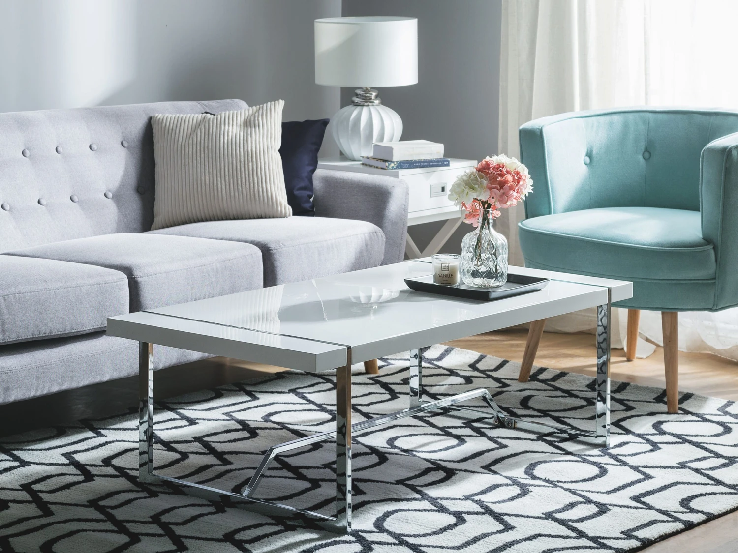 Mesa De Centro Blanca 120 X 60 Cm TULSA 4 Mesa De Centro Blanca 120 X 60 Cm TULSA - Imagen 2