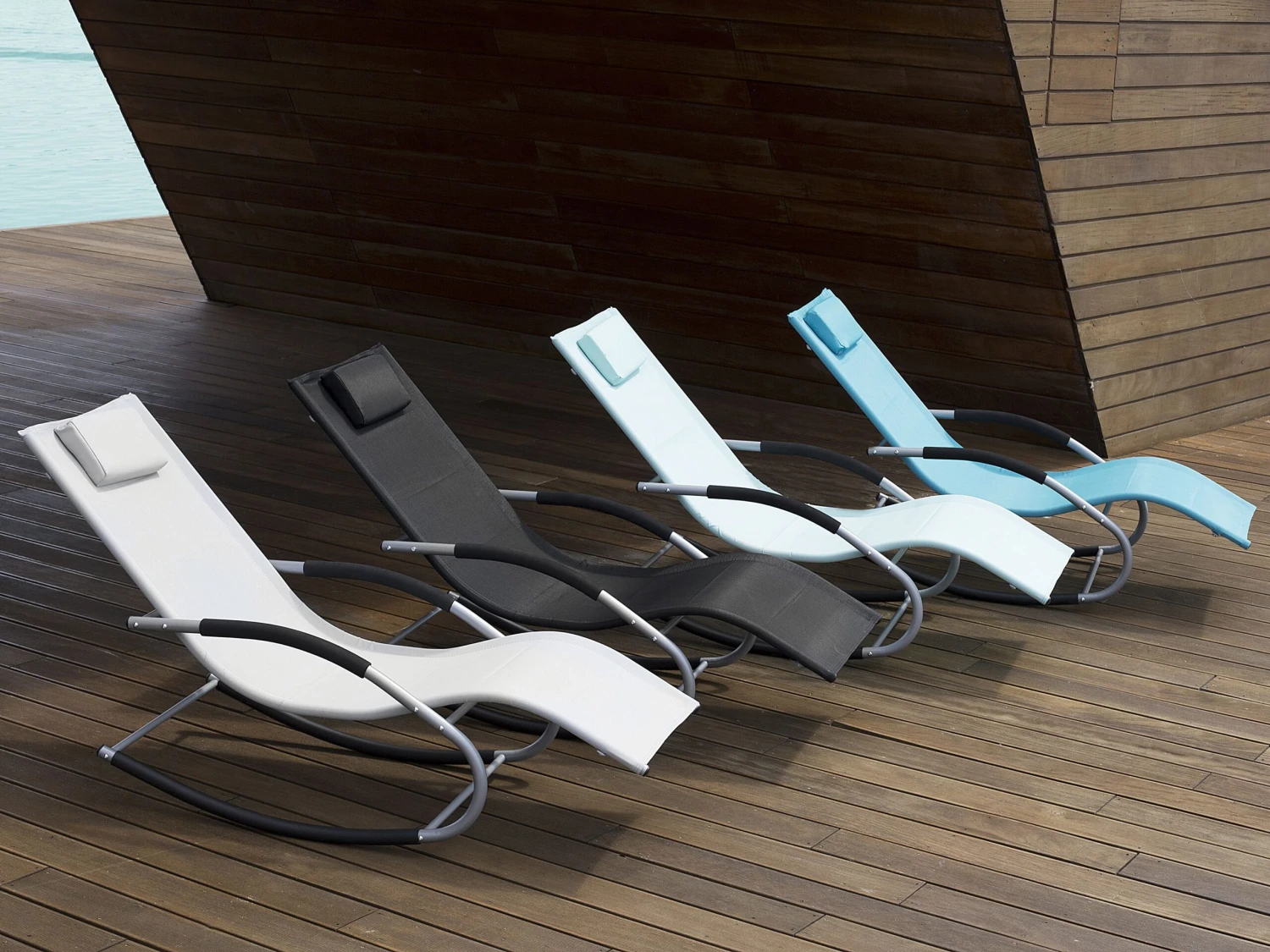 Tumbona De Jardín Mecedora Gris Claro CARANO 5 Tumbona De Jardín Mecedora Gris Claro CARANO - Imagen 3