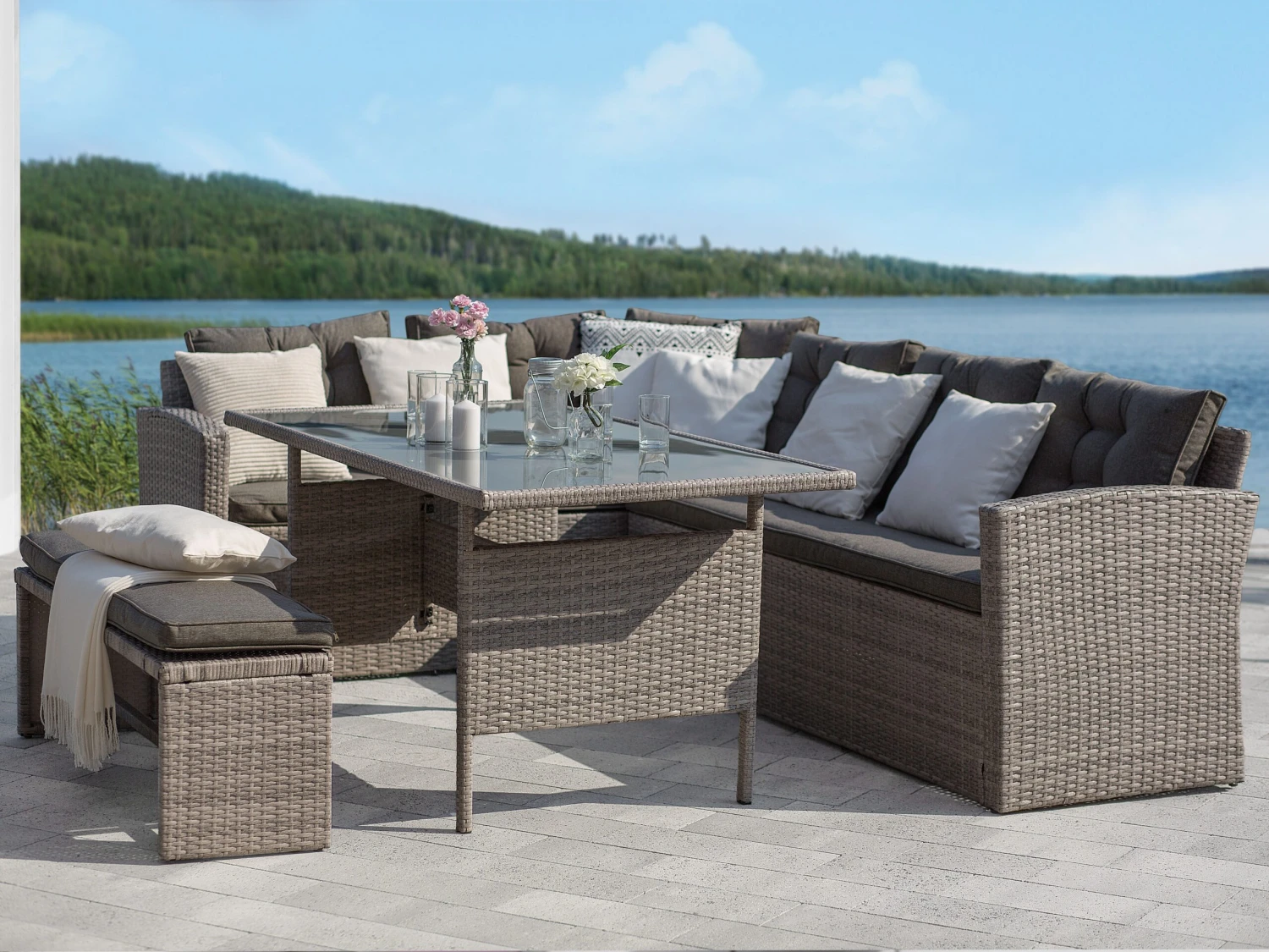 Conjunto De Jardín 8 Plazas De Ratán Color Natural VITERBO 6 Conjunto De Jardín 8 Plazas De Ratán Color Natural VITERBO - Imagen 4