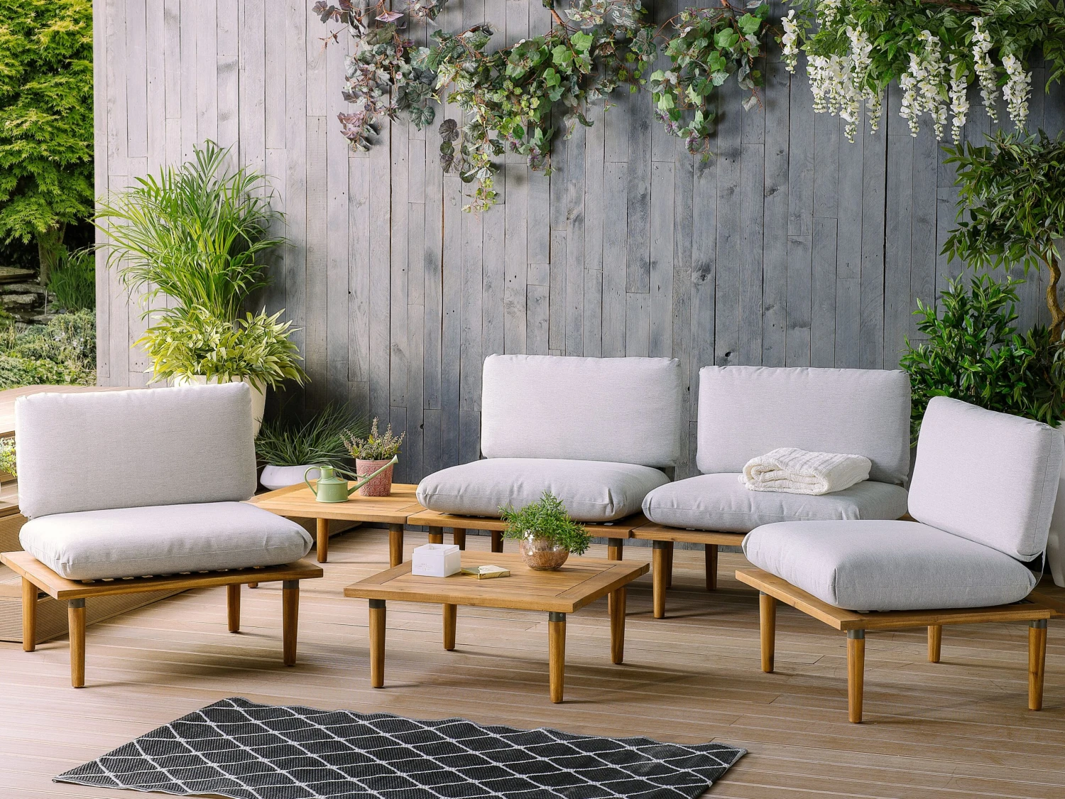 Conjunto De Jardín 4 Piezas En Madera De Acacia Gris Claro FRASCATI 4 Conjunto De Jardín 4 Piezas En Madera De Acacia Gris Claro FRASCATI - Imagen 2