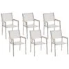 Conjunto De 6 Sillas De Jardín De Poliéster/acero Blanco/plateado/madera Clara GROSSETO 2 Conjunto De 6 Sillas De Jardín De Poliéster/acero Blanco/plateado/madera Clara GROSSETO -Beliani undef src sa picid 724735 type whitesh image
