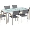 Conjunto De Jardín Mesa En Vidrio 180 Cm Con 6 Sillas Grises GROSSETO 1 Conjunto De Jardín Mesa En Vidrio 180 Cm Con 6 Sillas Grises GROSSETO -Beliani undef src sa picid 724972 type whitesh image
