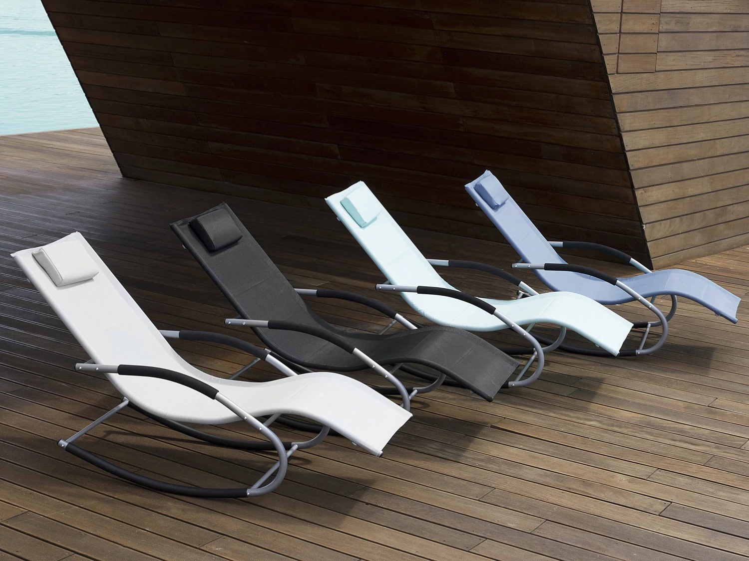 Tumbona De Jardín Mecedora Azul Oscuro CARANO 5 Tumbona De Jardín Mecedora Azul Oscuro CARANO - Imagen 3