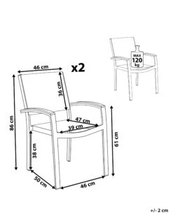 Conjunto De 2 Sillas De Jardín Gris PERETA 21 Conjunto De 2 Sillas De Jardín Gris PERETA -Beliani undef src sa picid 738982 type whitesh image