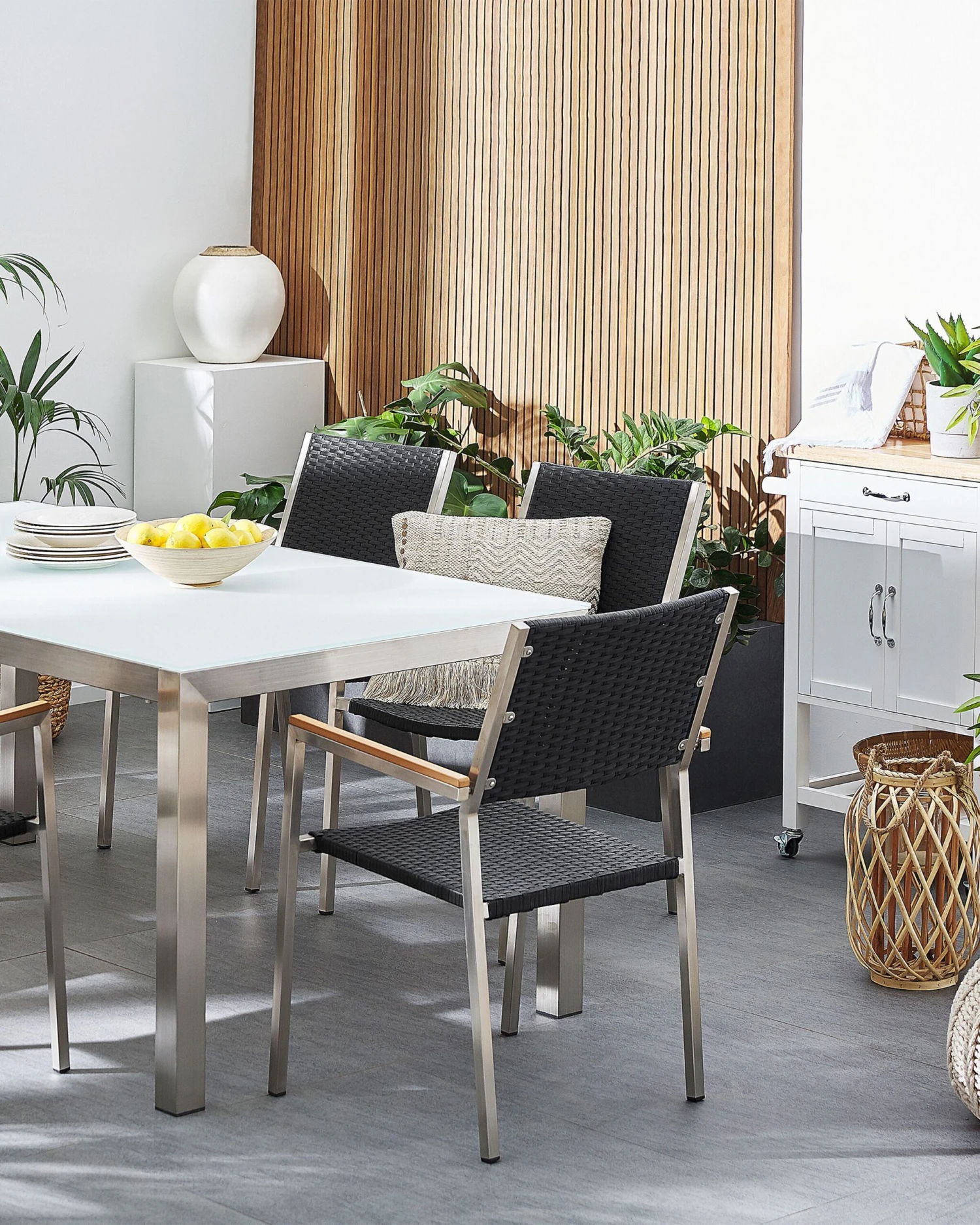 Conjunto De 2 Sillas De Jardín De Ratán/acero Negro/plateado GROSSETO 4 Conjunto De 2 Sillas De Jardín De Ratán/acero Negro/plateado GROSSETO - Imagen 2