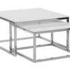 Conjunto De 2 Mesas De Centro De Vidrio Templado Blanco/plateado BREA