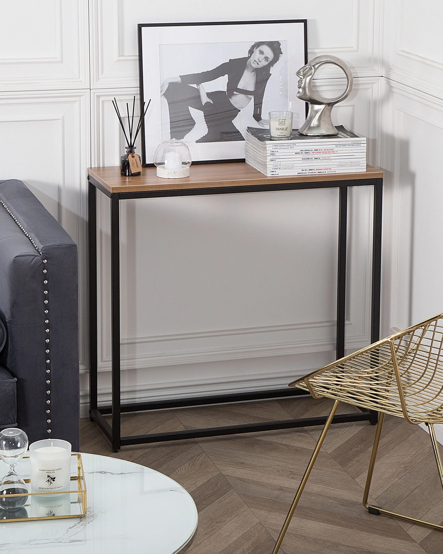 Consola Madera Oscura/negro 80 X 30 Cm DORRIS 4 Consola Madera Oscura/negro 80 X 30 Cm DORRIS - Imagen 2