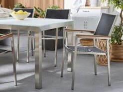 Conjunto De Comedor 6 Plazas De Metal/granito Negro/gris/plateado GROSSETO 15 Conjunto De Comedor 6 Plazas De Metal/granito Negro/gris/plateado GROSSETO -Beliani undef src sa picid 764067 type whitesh image