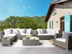 Conjunto De Jardín De Ratán Gris Pardo MAESTRO II 16 Conjunto De Jardín De Ratán Gris Pardo MAESTRO II -Beliani undef src sa picid 765214 type whitesh image