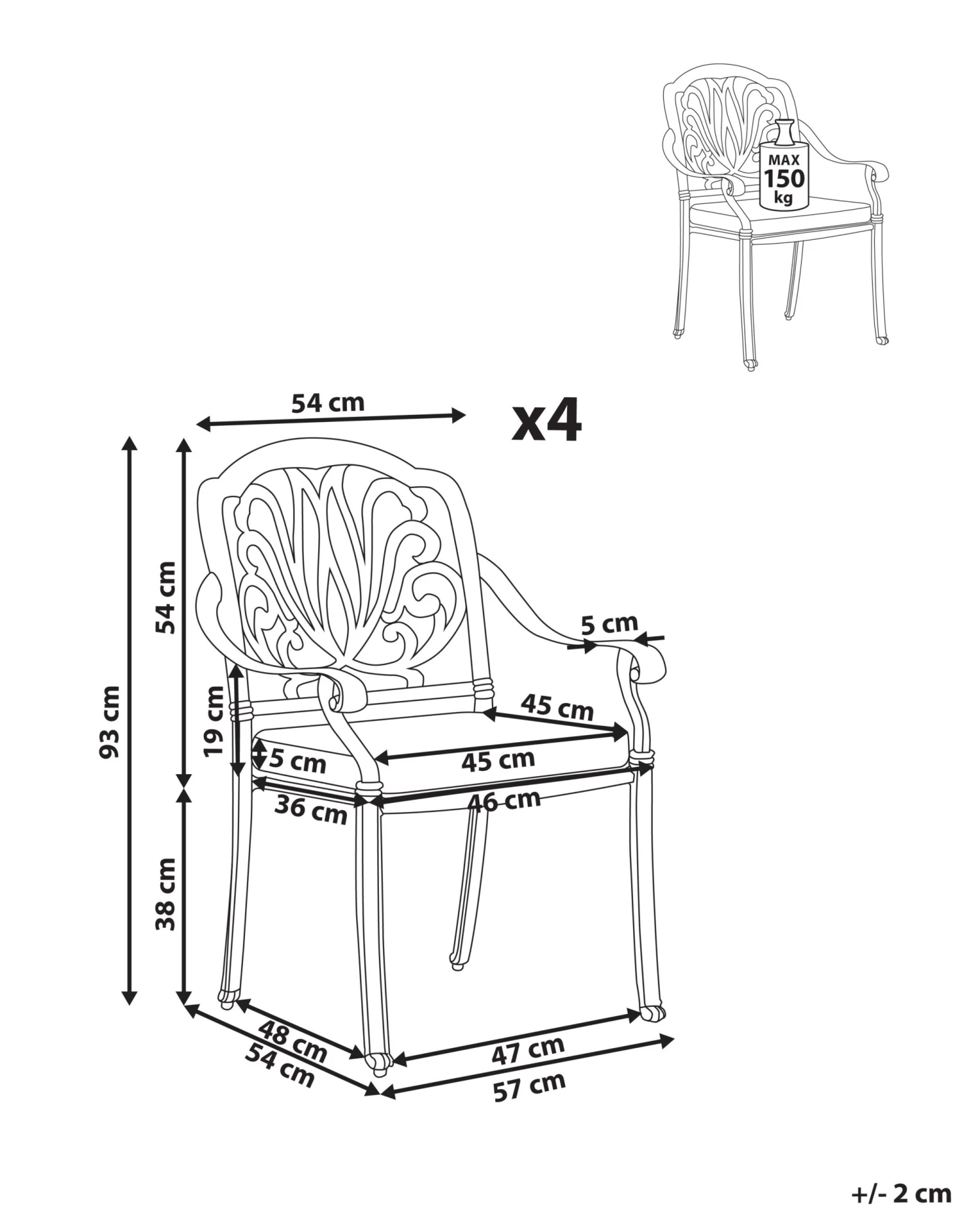 Conjunto De 4 Sillas De Metal Marrón Oscuro/beige ANCONA 12 Conjunto De 4 Sillas De Metal Marrón Oscuro/beige ANCONA - Imagen 10