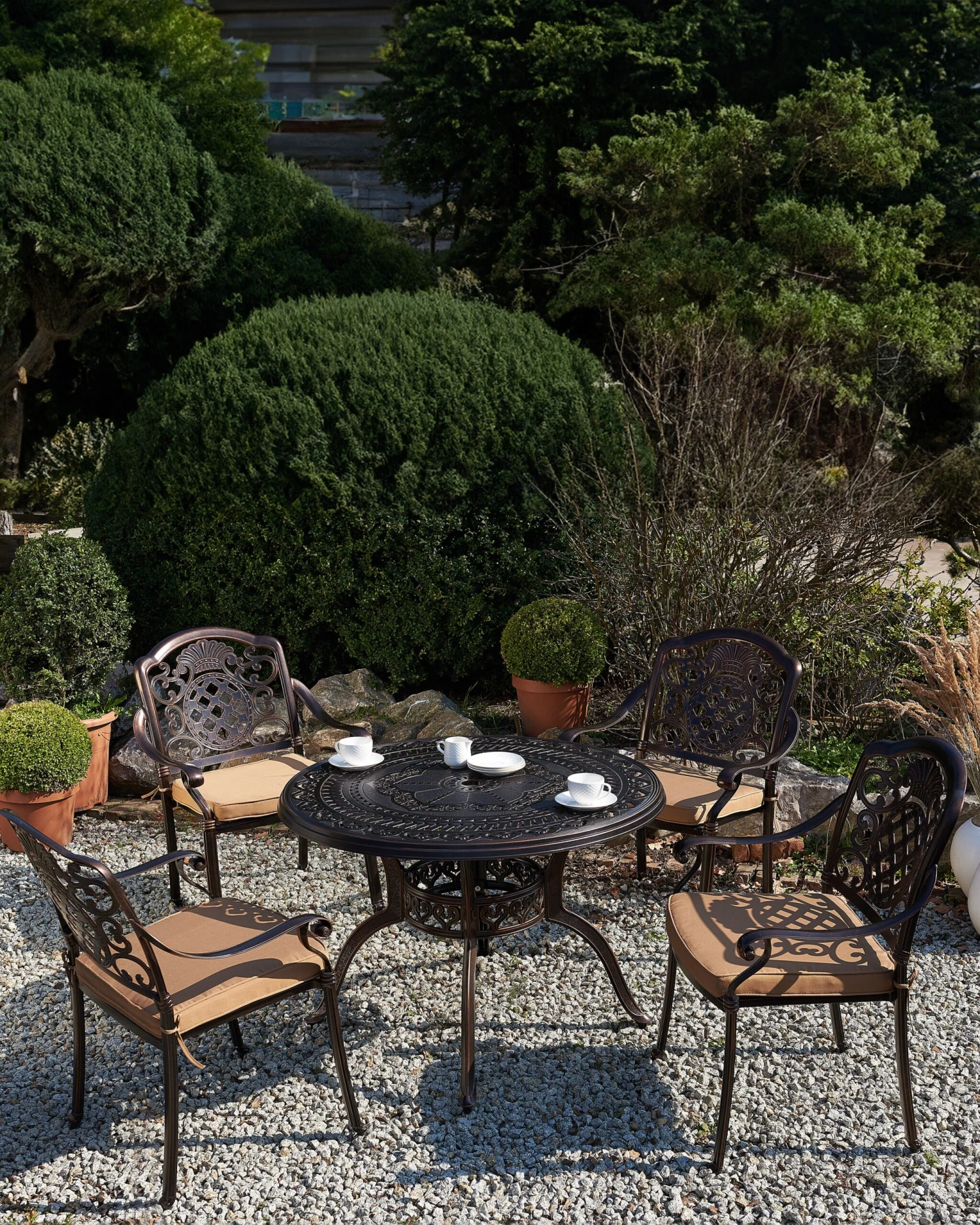 Conjunto De 4 Sillas De Jardín Marrones SALENTO 4 Conjunto De 4 Sillas De Jardín Marrones SALENTO - Imagen 2