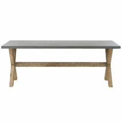 Mesa De Jardín De Cemento Reforzado Gris/madera Clara 200 X 100 Cm OLBIA -Beliani undef src sa picid 771279 type whitesh image