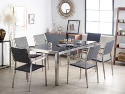 Mesa De Comedor De Metal/granito Gris Oscuro/plateado Varios Tamaños GROSSETO 12 Mesa De Comedor De Metal/granito Gris Oscuro/plateado Varios Tamaños GROSSETO -Beliani undef src sa picid 773785 type whitesh image