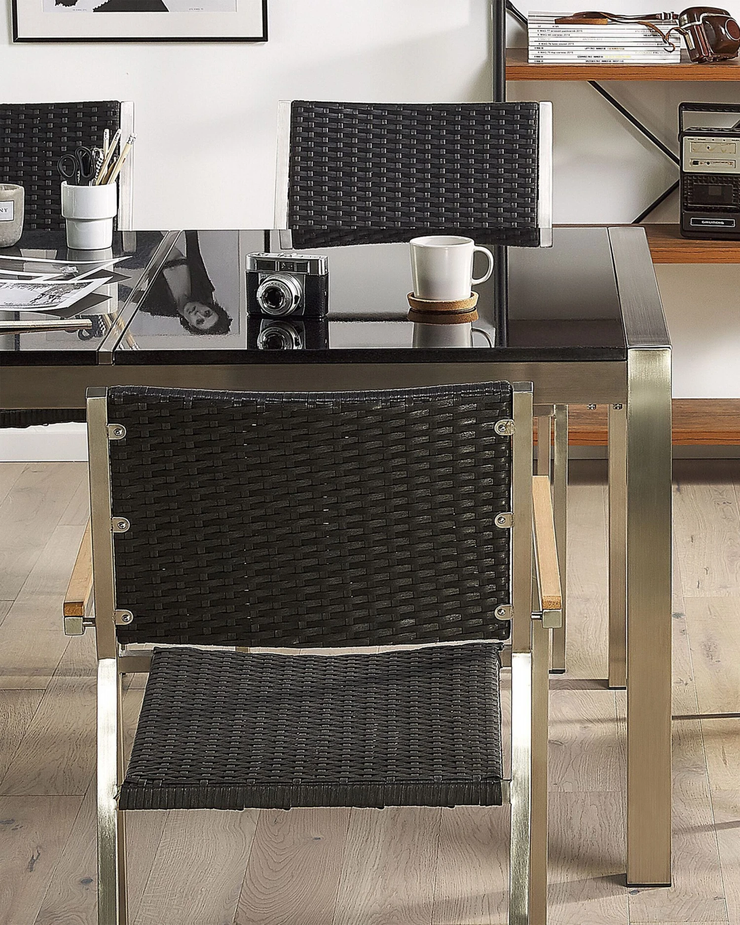 Conjunto De 2 Sillas De Jardín De Ratán/acero Negro/plateado GROSSETO 5 Conjunto De 2 Sillas De Jardín De Ratán/acero Negro/plateado GROSSETO - Imagen 3