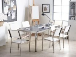 Mesa De Comedor De Metal/granito Gris Grafito/plateado Varios Tamaños GROSSETO 16 Mesa De Comedor De Metal/granito Gris Grafito/plateado Varios Tamaños GROSSETO -Beliani undef src sa picid 773802 type whitesh image