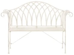 Banco De Jardín De Metal Blanco Crema 130 Cm MILAZZO