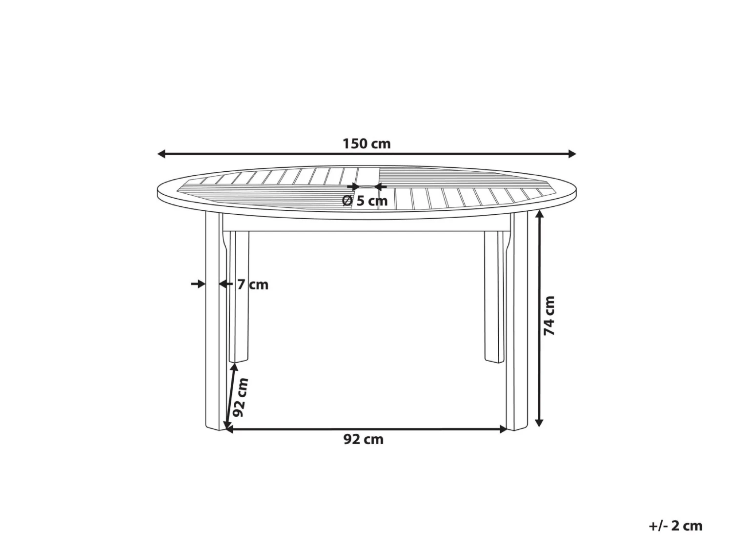 Mesa De Jardín De Madera De Acacia Clara ⌀ 150 Cm TOLVE 8 Mesa De Jardín De Madera De Acacia Clara ⌀ 150 Cm TOLVE - Imagen 6