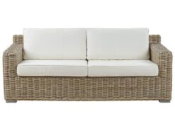 Sofá De Ratán Natural/blanco Crema ARDEA