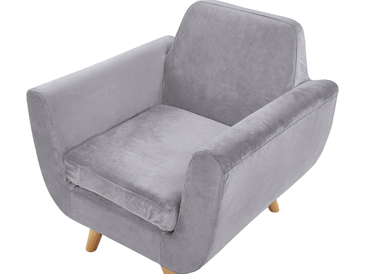 Sillón De Terciopelo Con Funda Extraíble Gris BERNES 8 Sillón De Terciopelo Con Funda Extraíble Gris BERNES - Imagen 6