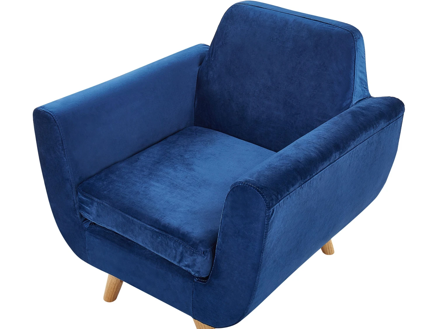 Sillón De Terciopelo Con Funda Extraíble Azul BERNES 8 Sillón De Terciopelo Con Funda Extraíble Azul BERNES - Imagen 6