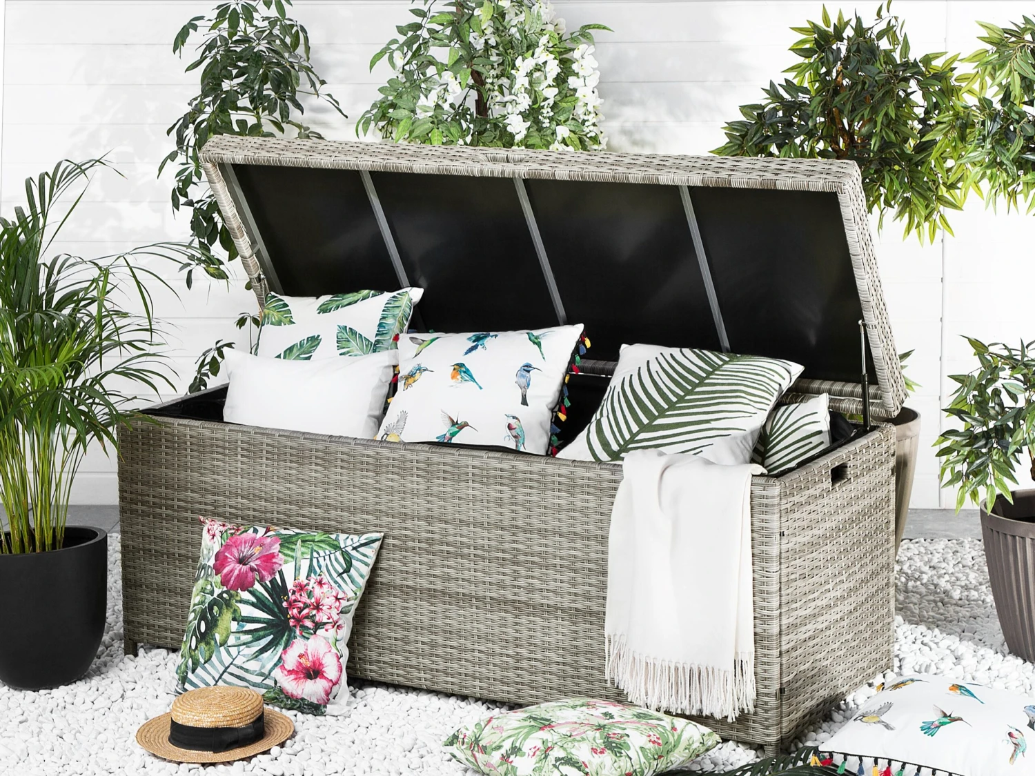 Arcón De Ratán Gris Claro 158 X 63 Cm MODENA 4 Arcón De Ratán Gris Claro 158 X 63 Cm MODENA - Imagen 2