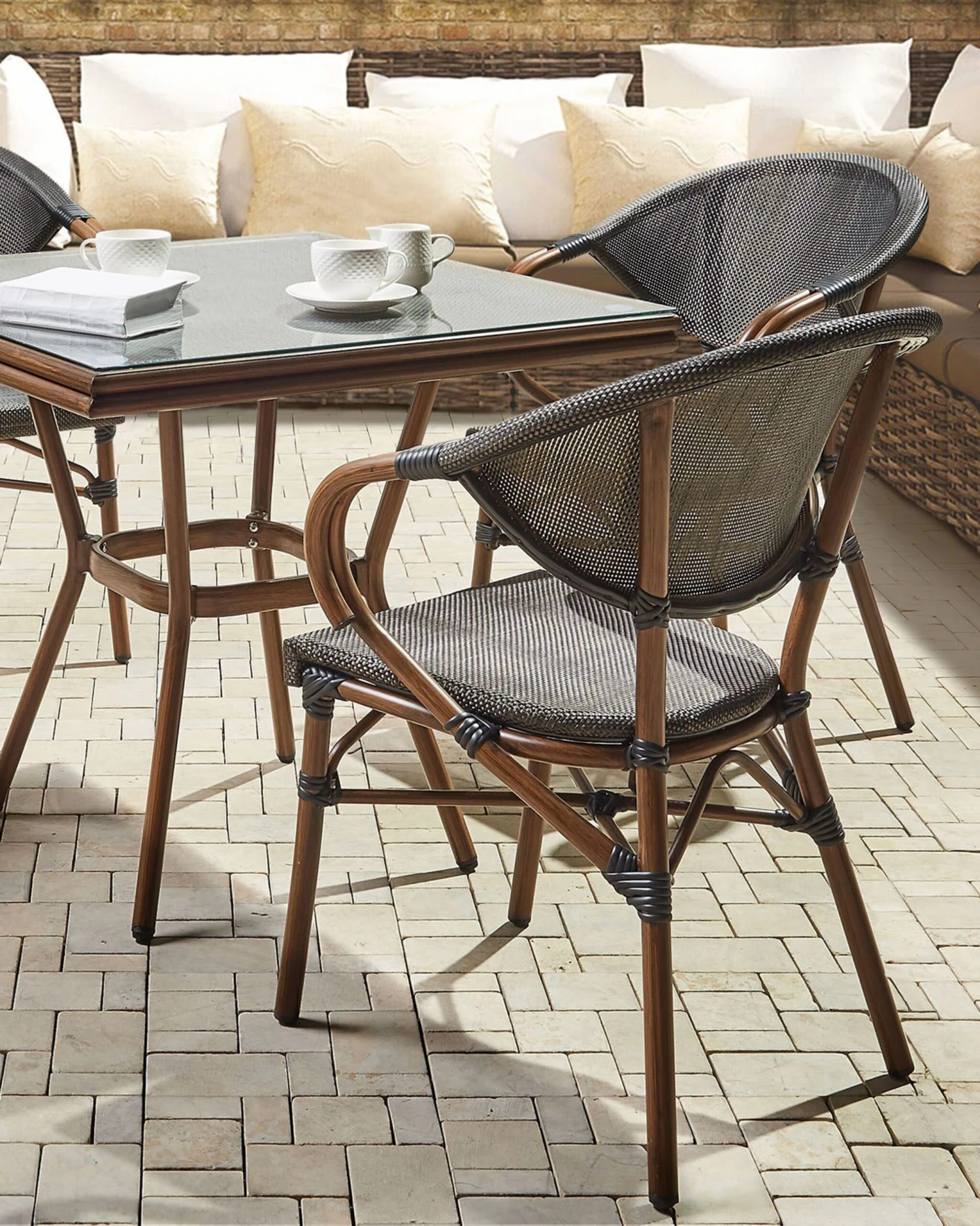 Conjunto De 4 Sillas De Jardín Gris/madera Oscura CASPRI 5 Conjunto De 4 Sillas De Jardín Gris/madera Oscura CASPRI - Imagen 3