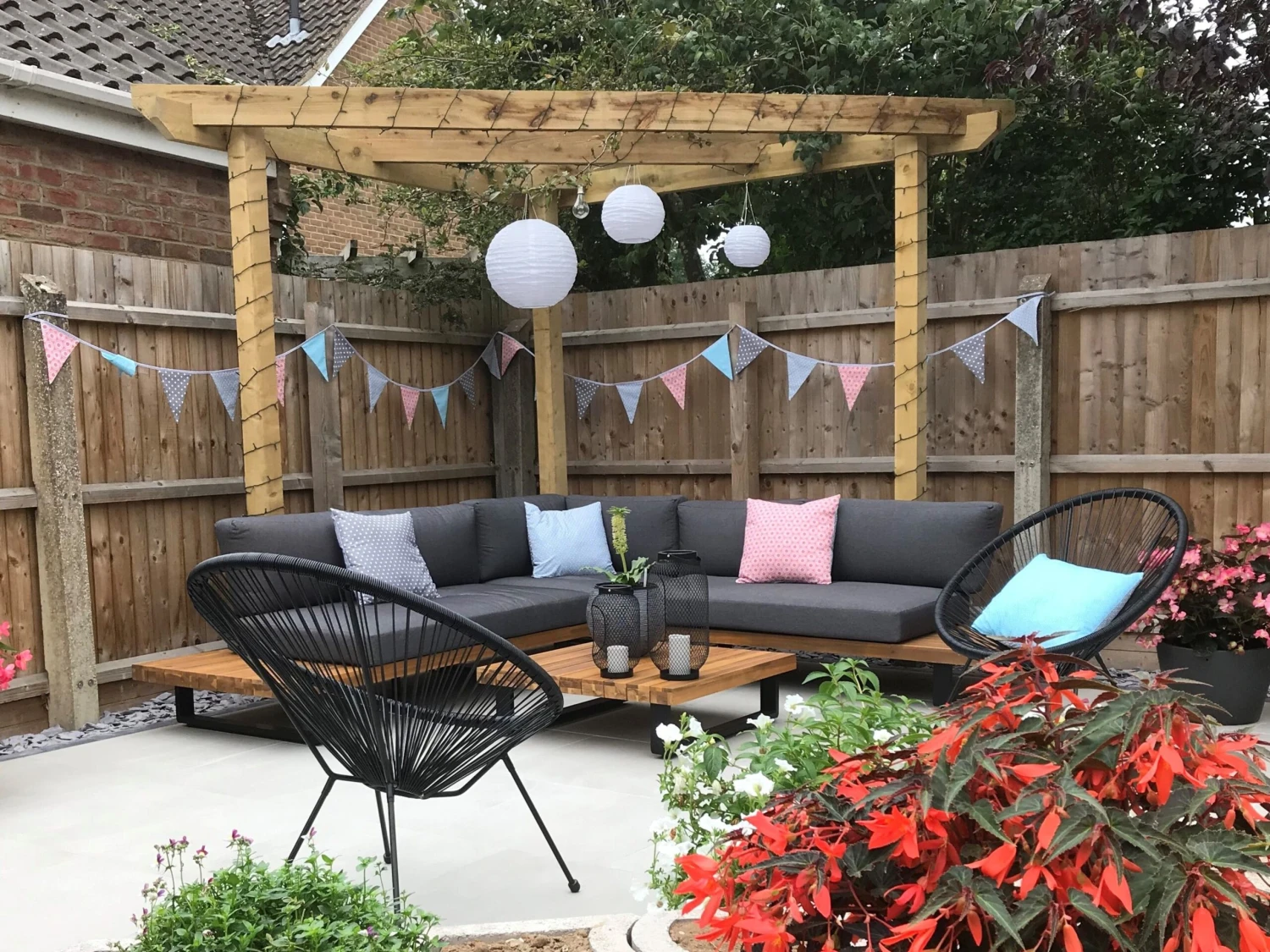 Conjunto De Sala De Estar Esquinero 5 Plazas De Madera De Acacia Clara/gris Oscuro MYKONOS 11 Conjunto De Sala De Estar Esquinero 5 Plazas De Madera De Acacia Clara/gris Oscuro MYKONOS - Imagen 9