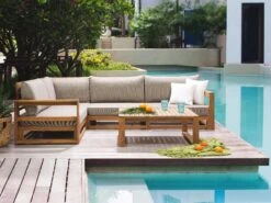 Conjunto De Sala De Estar Esquinero 4 Plazas De Madera De Acacia Clara Derecho TIMOR 13 Conjunto De Sala De Estar Esquinero 4 Plazas De Madera De Acacia Clara Derecho TIMOR -Beliani undef src sa picid 803195 type color image