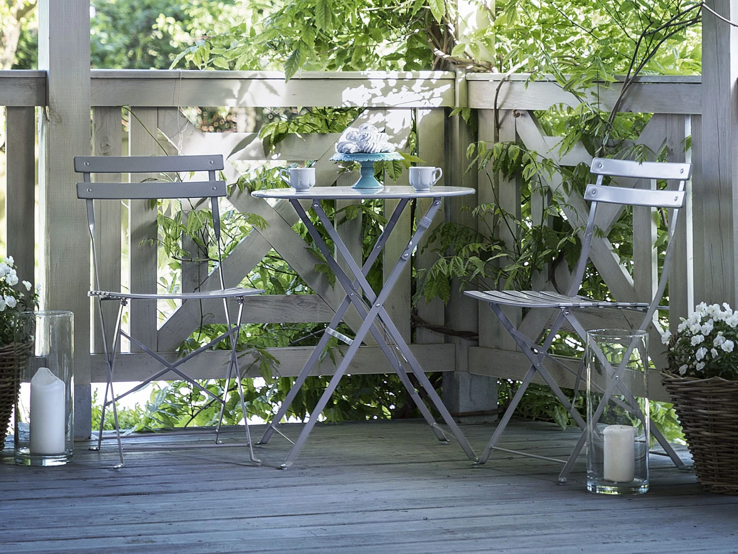 Conjunto De Balcón De Metal Gris FIORI 4 Conjunto De Balcón De Metal Gris FIORI - Imagen 2