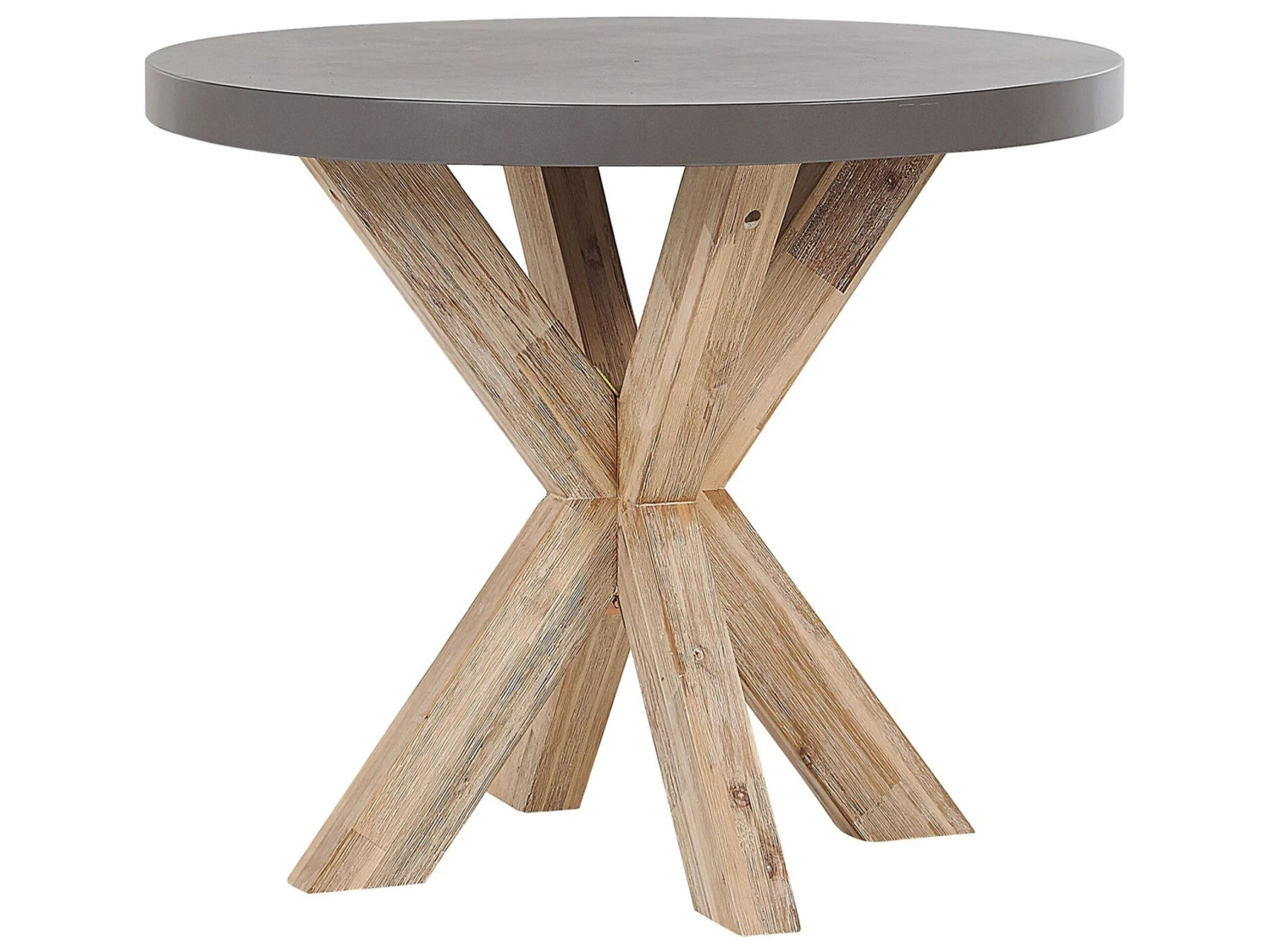 Mesa De Jardín De Cemento Reforzado Gris/madera Clara ⌀ 90 Cm OLBIA 3 Mesa De Jardín De Cemento Reforzado Gris/madera Clara ⌀ 90 Cm OLBIA