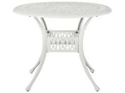 Mesa De Comedor De Metal Blanco ⌀ 90 Cm ANCONA