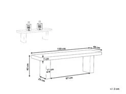Banco De Jardín De Cemento Reforzado Gris 150x40 Cm TARANTO 15 Banco De Jardín De Cemento Reforzado Gris 150x40 Cm TARANTO -Beliani undef src sa picid 807635 type whitesh image