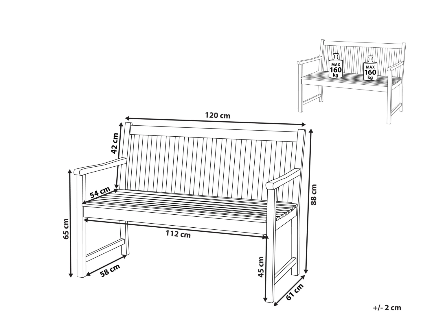 Banco De Jardín De Madera 120 Cm VIVARA - Imagen 8