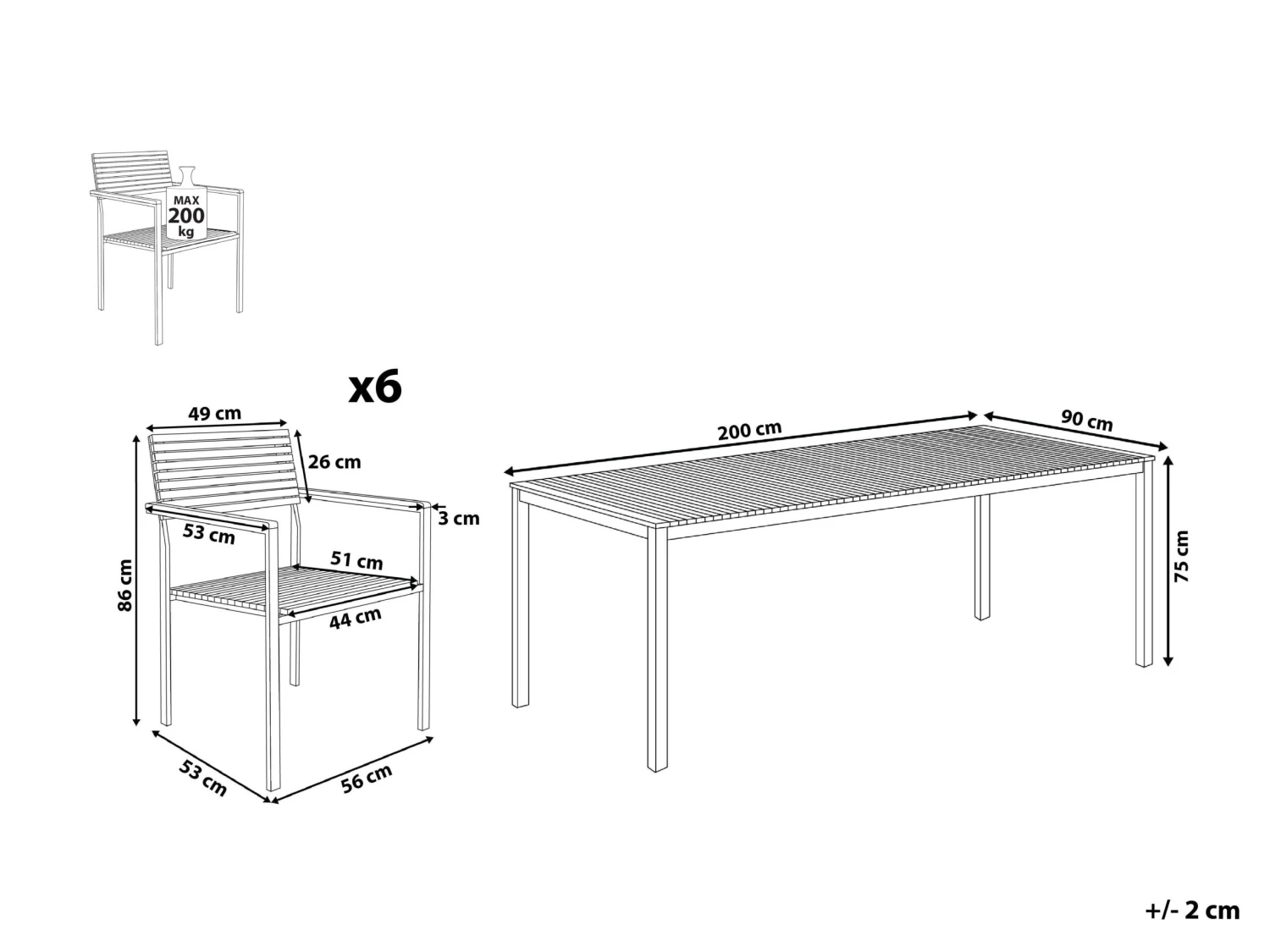 Conjunto De Jardín En Madera/acero Para 6 Personas VIAREGGIO 10 Conjunto De Jardín En Madera/acero Para 6 Personas VIAREGGIO - Imagen 8