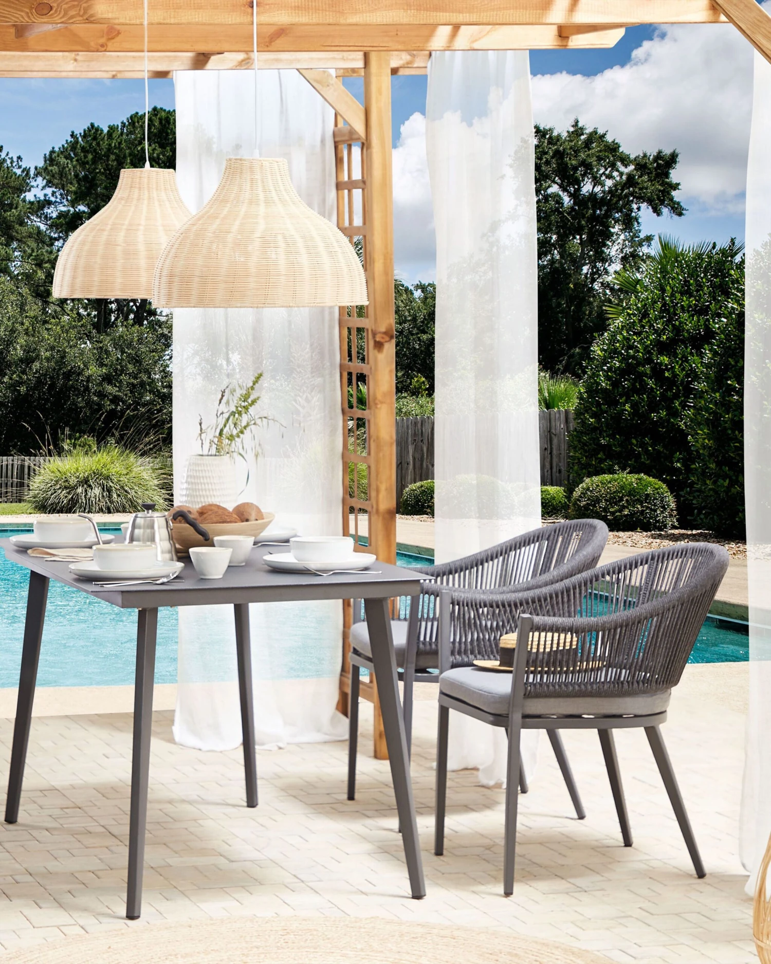 Conjunto De 2 Sillas De Jardín Gris MILETO 4 Conjunto De 2 Sillas De Jardín Gris MILETO - Imagen 2