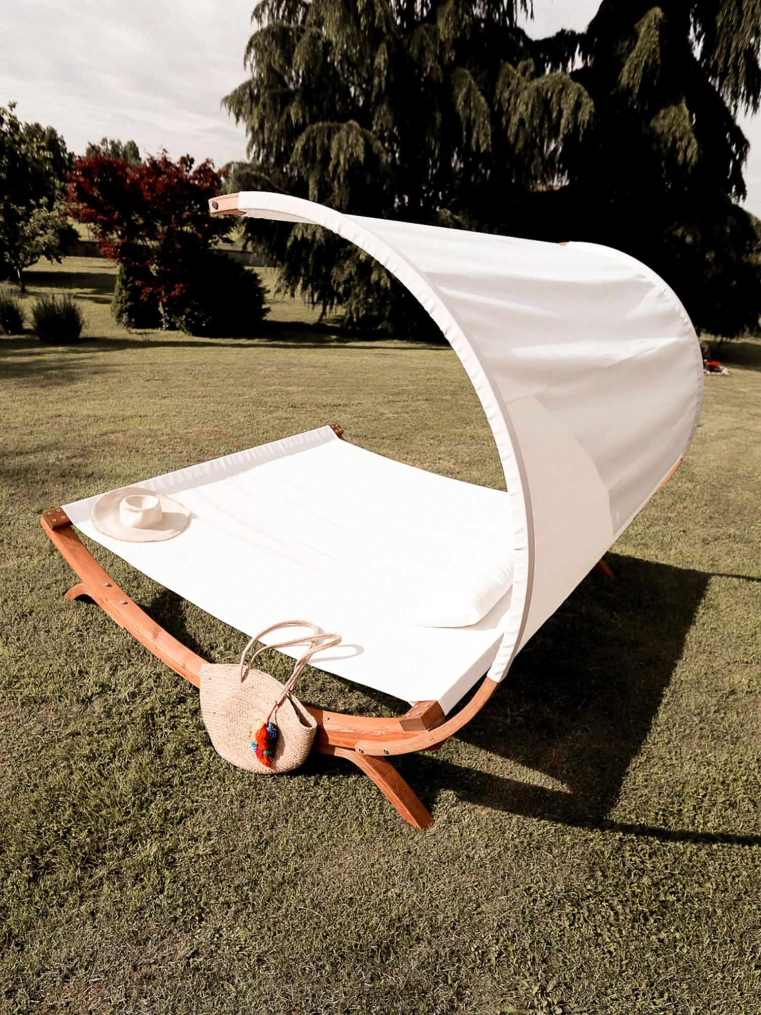 Cama De Playa Doble En Madera Blanco Crema TERAMO 8 Cama De Playa Doble En Madera Blanco Crema TERAMO - Imagen 6