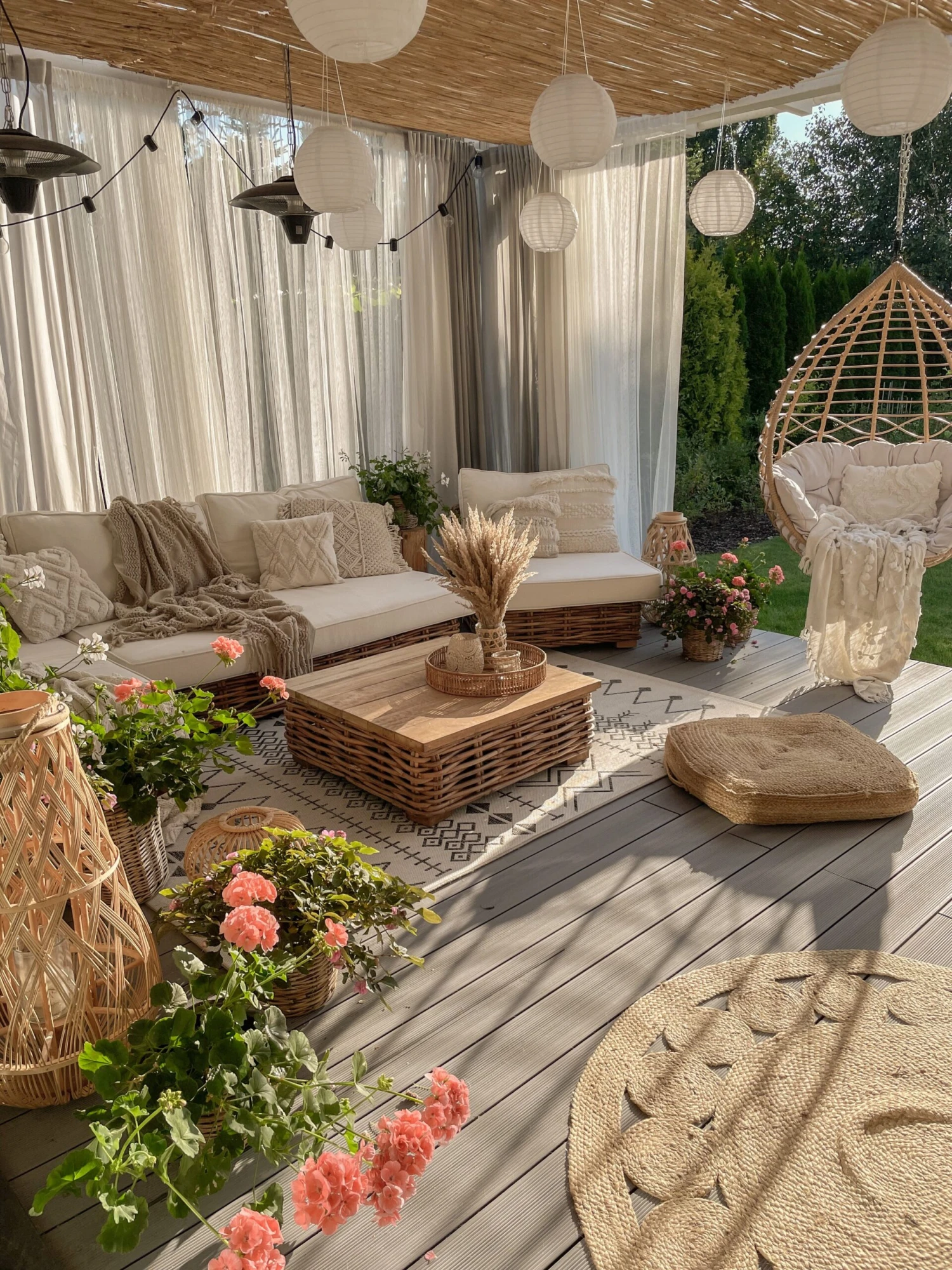 Conjunto De Sala De Estar 4 Plazas De Ratán Natural/marrón Dorado/blanco Crema Izquierdo VARALLO 12 Conjunto De Sala De Estar 4 Plazas De Ratán Natural/marrón Dorado/blanco Crema Izquierdo VARALLO - Imagen 10