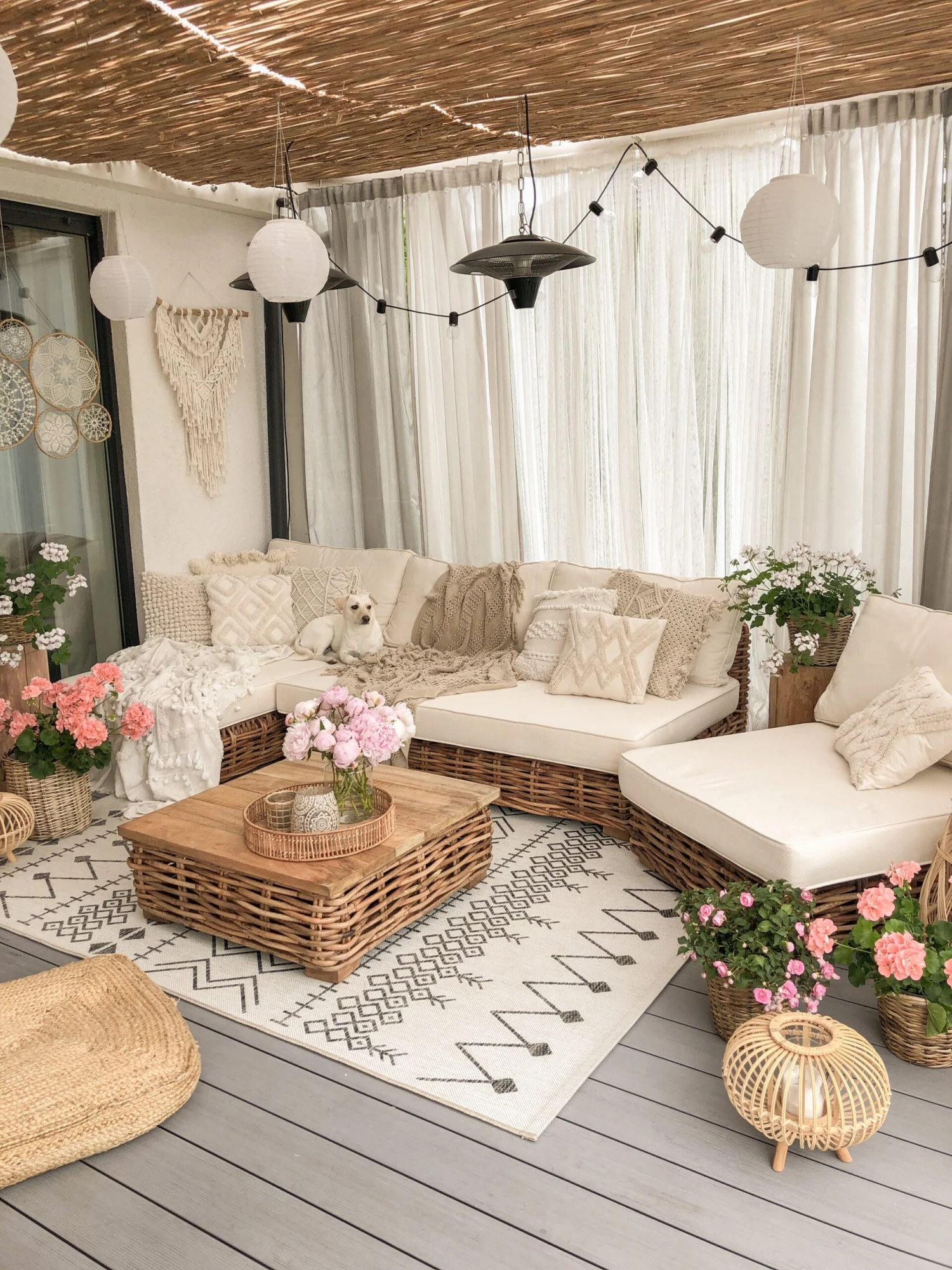 Conjunto De Sala De Estar 4 Plazas De Ratán Natural/marrón Dorado/blanco Crema Izquierdo VARALLO 7 Conjunto De Sala De Estar 4 Plazas De Ratán Natural/marrón Dorado/blanco Crema Izquierdo VARALLO - Imagen 5