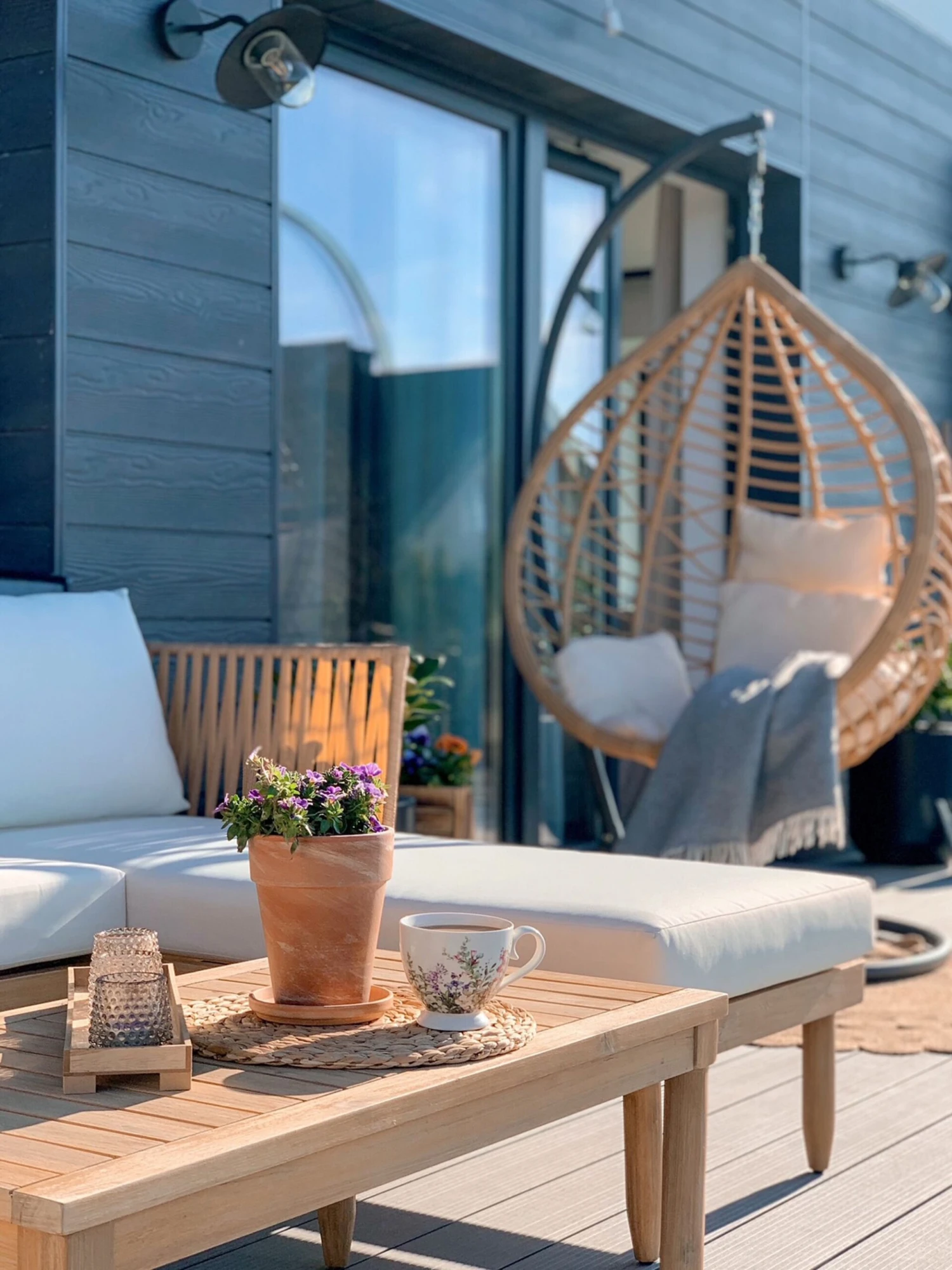 Sofá Esquinero 4 Plazas De Madera De Acacia Clara/blanco Crema Izquierdo CREMONA 9 Sofá Esquinero 4 Plazas De Madera De Acacia Clara/blanco Crema Izquierdo CREMONA - Imagen 7