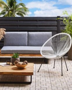 Silla De Balcón De Ratán Blanco/negro ACAPULCO II 15 Silla De Balcón De Ratán Blanco/negro ACAPULCO II -Beliani undef src sa picid 811601 type whitesh image