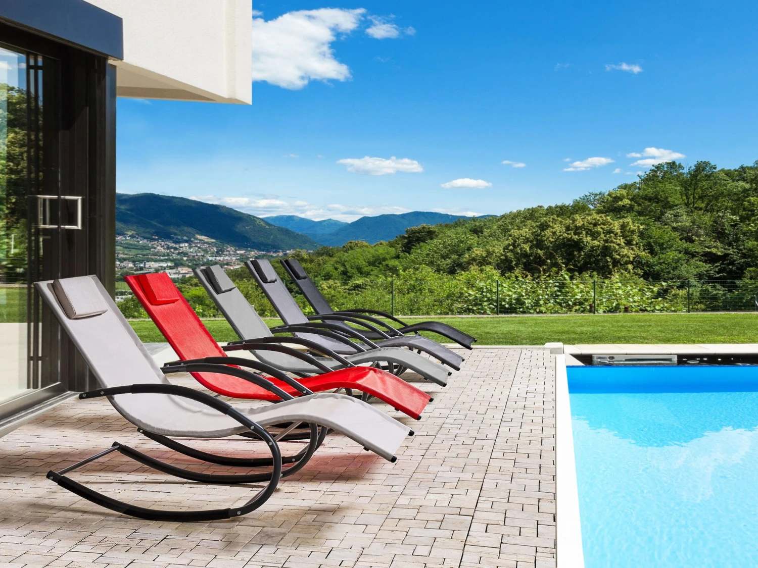 Tumbona De Jardín Mecedora Gris CARANO II 5 Tumbona De Jardín Mecedora Gris CARANO II - Imagen 3