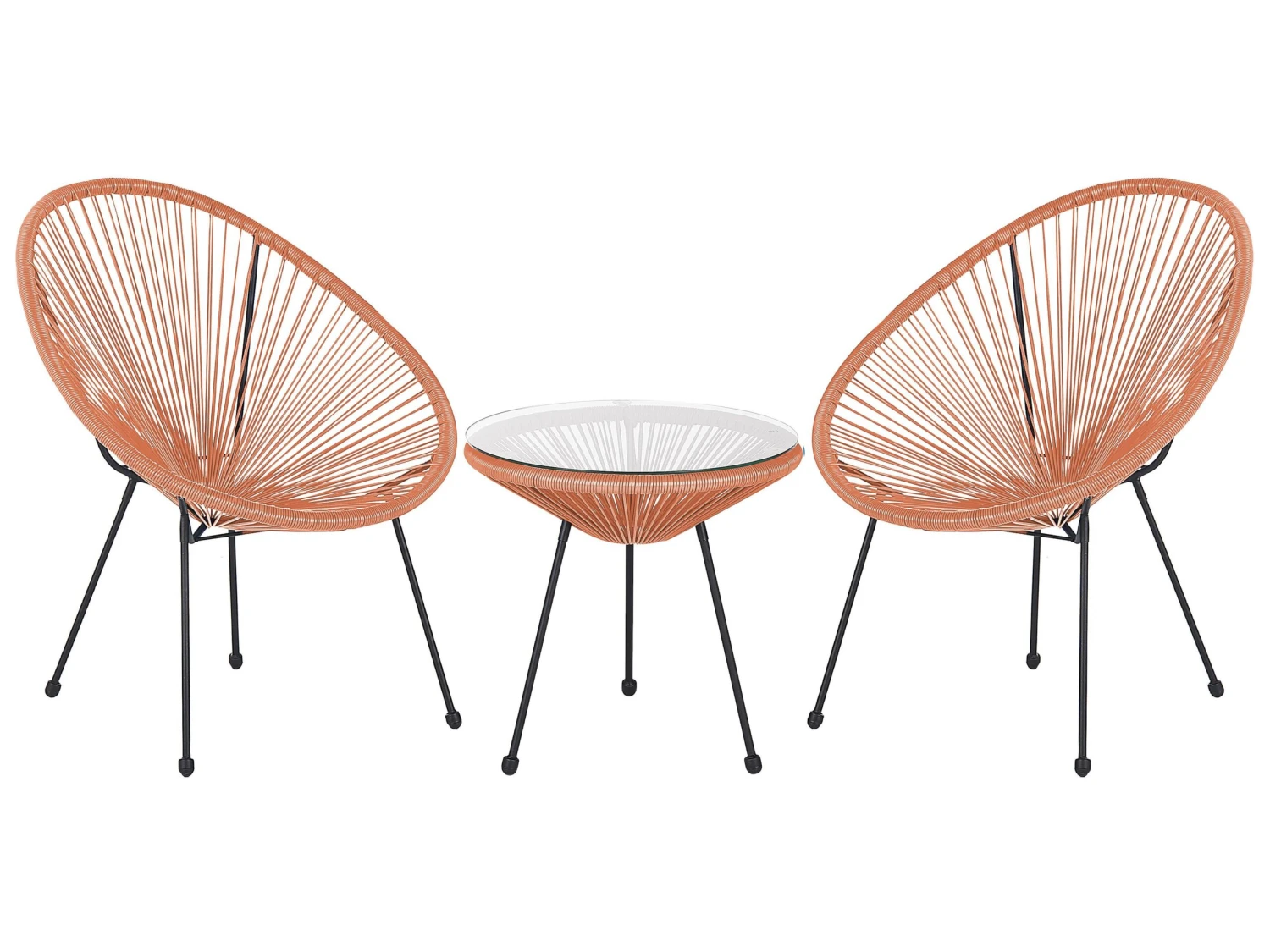 Conjunto De Balcón De Ratán Naranja ACAPULCO II 3 Conjunto De Balcón De Ratán Naranja ACAPULCO II